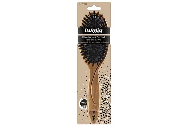 BABYLISS Brosse pneumatique en bois 100% sanglier