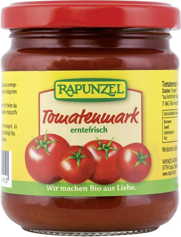 Concentré de tomates Rapunzel, 22 % de matière sèche, tube de 200 g
