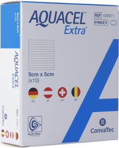 AQUACEL Extra Hydrofiber Pansement 5x5cm 10 pièces