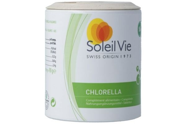 Soleil Vie comprimés de chlorella 500 mg issus de l'aquaculture biologique 180 comprimés Soleil Vie comprimés de chlorella 500 mg issus de l'aquaculture biologique 180 comprimés
