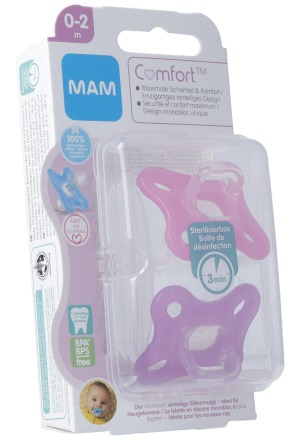 MAM Comfort Sucette en silicone 0-2 mois 2 pièces