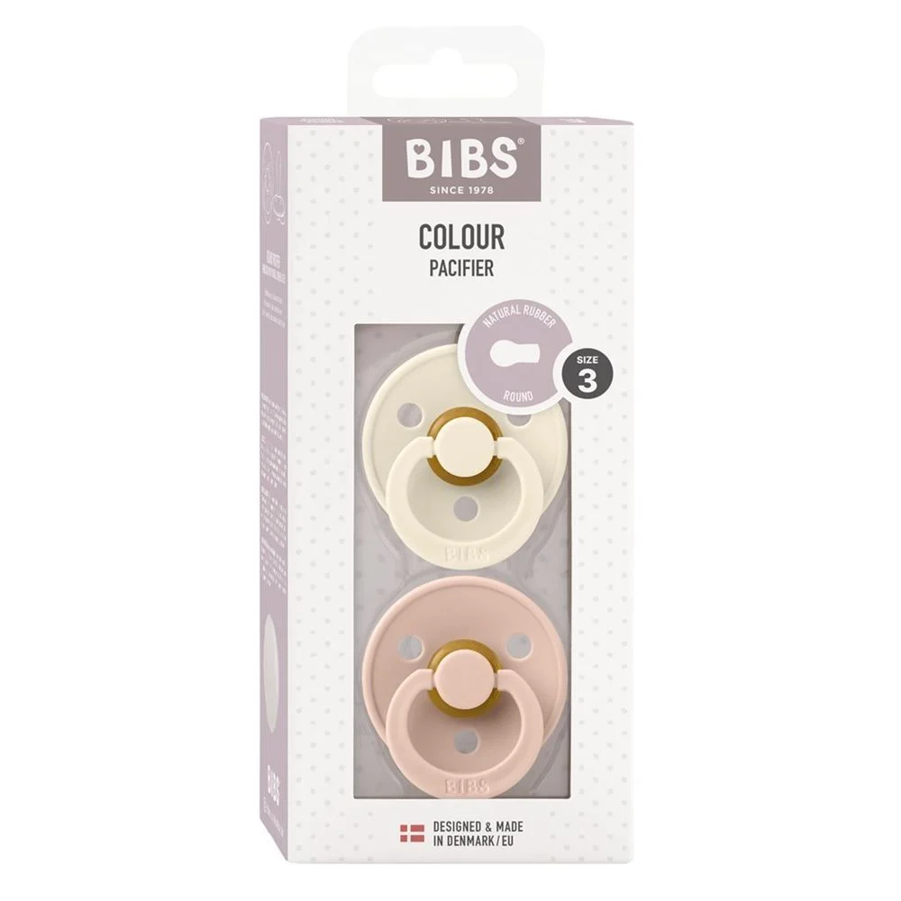 BIBS Colour Latex Round 12-18m ivory blush 2 pièces