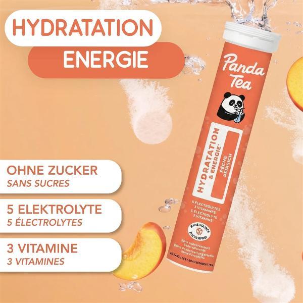 Panda Tea Comprimés effervescents Hydratation Pêche 20 pièces