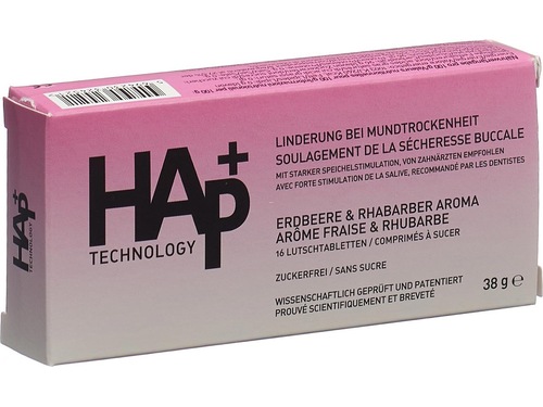 HAp+ pastilles à la fraise et à la rhubarbe 16 pièces HAp+ pastilles à la fraise et à la rhubarbe 16 pièces