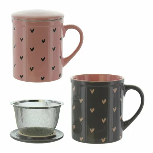 HERBORISTERIA Paquet de 2 tasses Heart Grey&Rose HERBORISTERIA Paquet de 2 tasses Heart Grey&Rose