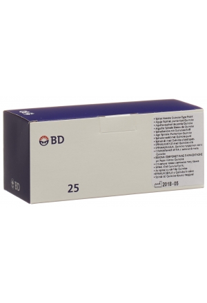 Aiguilles BD YALE SPINAL 22G 0.7x90mm noir 25 pièces