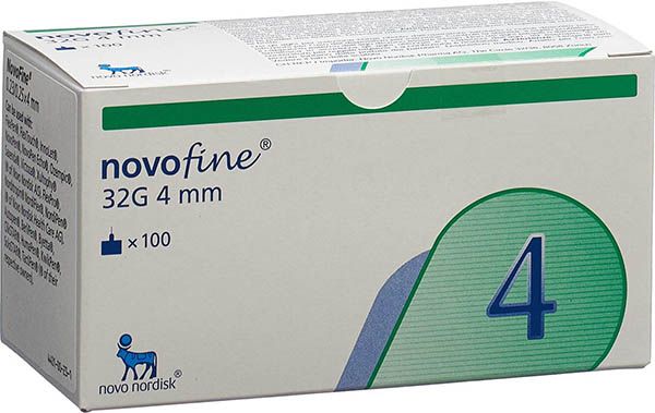 Aiguilles à injection Novofine 32G 4mm 100 pièces