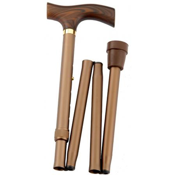 Canne pliante GASTROCK avec poignée en bois dur bronze