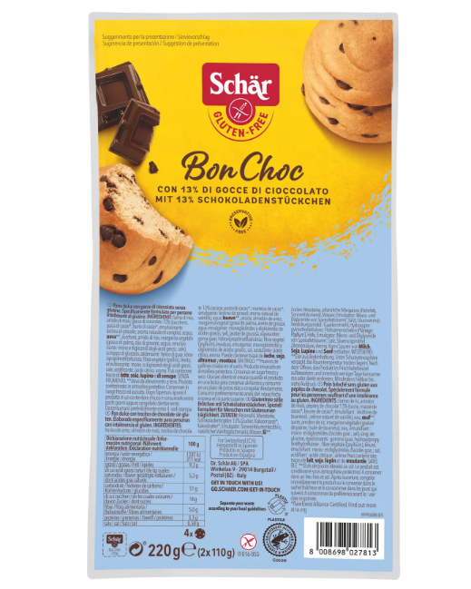 Schär Bon Choc petits pains sucrés chocolat sans gluten 220g