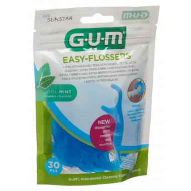 GUM Easy-Flossers Bâtonnets de fil dentaire Cool Mint 30 pièces