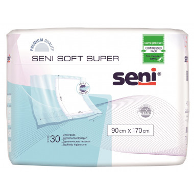 Seni Soft Super Protection de lit à usage unique avec ailettes 90x170cm 4 gouttes 30 pièces
