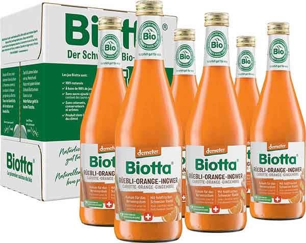 BIOTTA Carotte Orange Gingembre Demeter 6 bt 5 dl