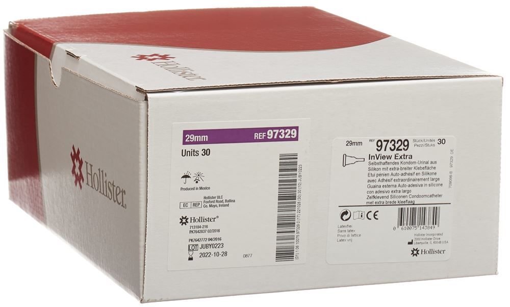 Préservatif HOLLISTER InView Urinal 25mm Extra 30 pièces