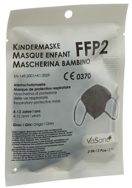 Masque VaSano FFP2 enfant 4-12 ans gris D/I/F 2 pièces