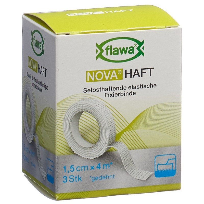 Bande de gaze cohésive Flawa Nova Haft 1.5cmx4m 3 pièces