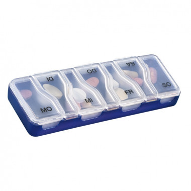 Sahag Medi-7 Uno Doseur de médicaments 7 jours 1 compartiment par jour bleu allemand Sahag Medi-7 Uno Doseur de médicaments 7 jours 1 compartiment par jour bleu allemand