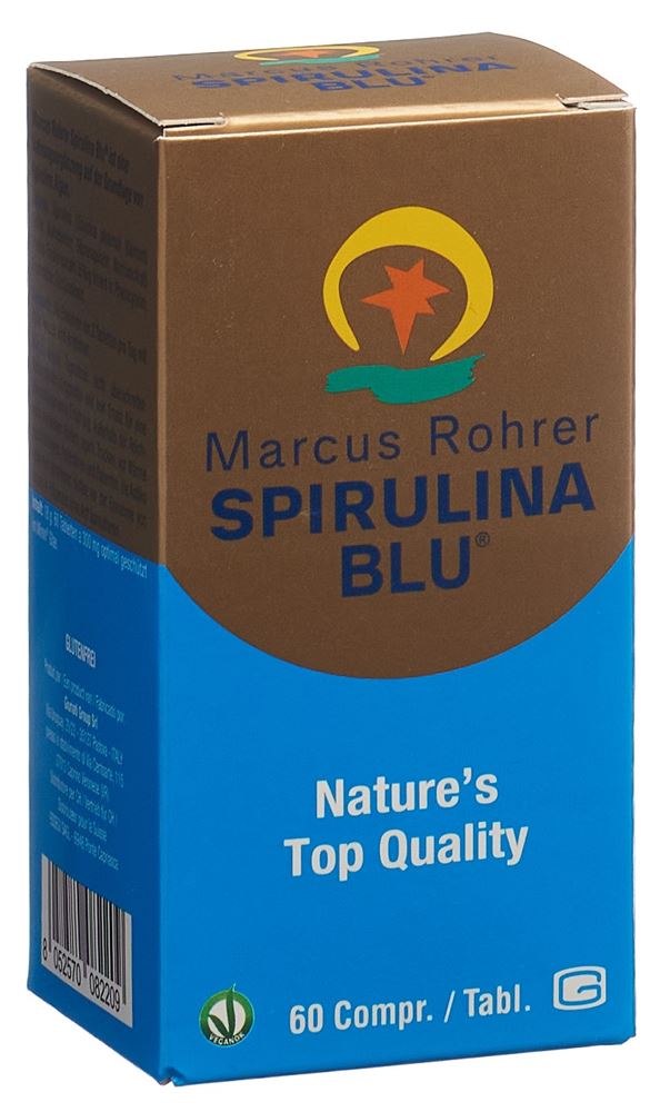MARCUS ROHRER Spiruline BLU comprimés bouteille en verre 60 pièces MARCUS ROHRER Spiruline BLU comprimés bouteille en verre 60 pièces