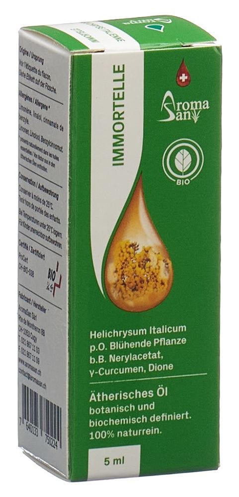 Huile essentielle d'immortelle Aromasan en boîte, bio 5ml Huile essentielle d'immortelle Aromasan en boîte, bio 5ml