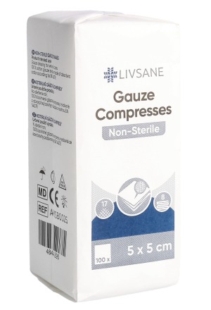 Livsane Compresses de gaze 5x5cm non stériles 100 pces