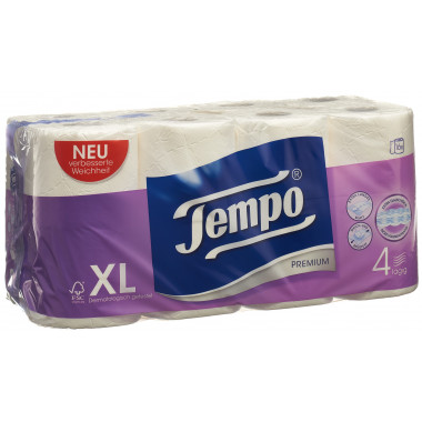 Tempo Papier hygiénique Premium blanc 4 plis 110 feuilles 16 pièces
