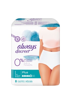 ALWAYS Discreet Pants Incontinence L Plus 0% 8 pces