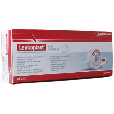Leukoplast skin sensitive silicone 1.25cmx2.6m rouleau 24 pièces
