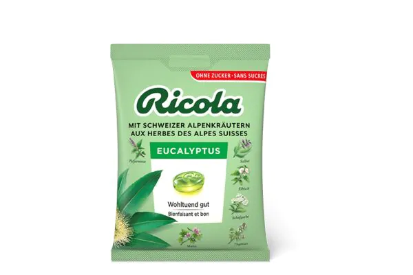 Ricola Eucalyptus bonbons sans sucre avec stévia Btl 125g