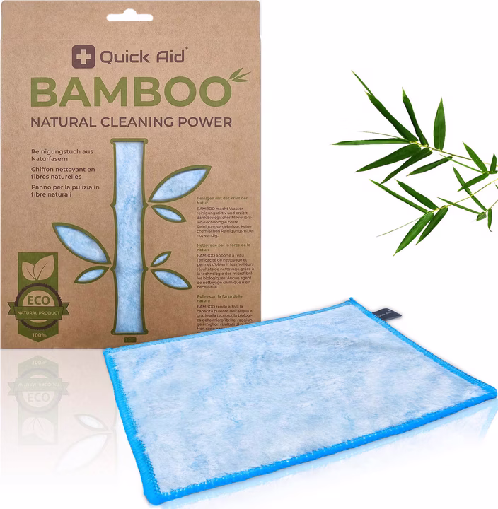 Lingette nettoyante Quick Aid en bambou, bleue