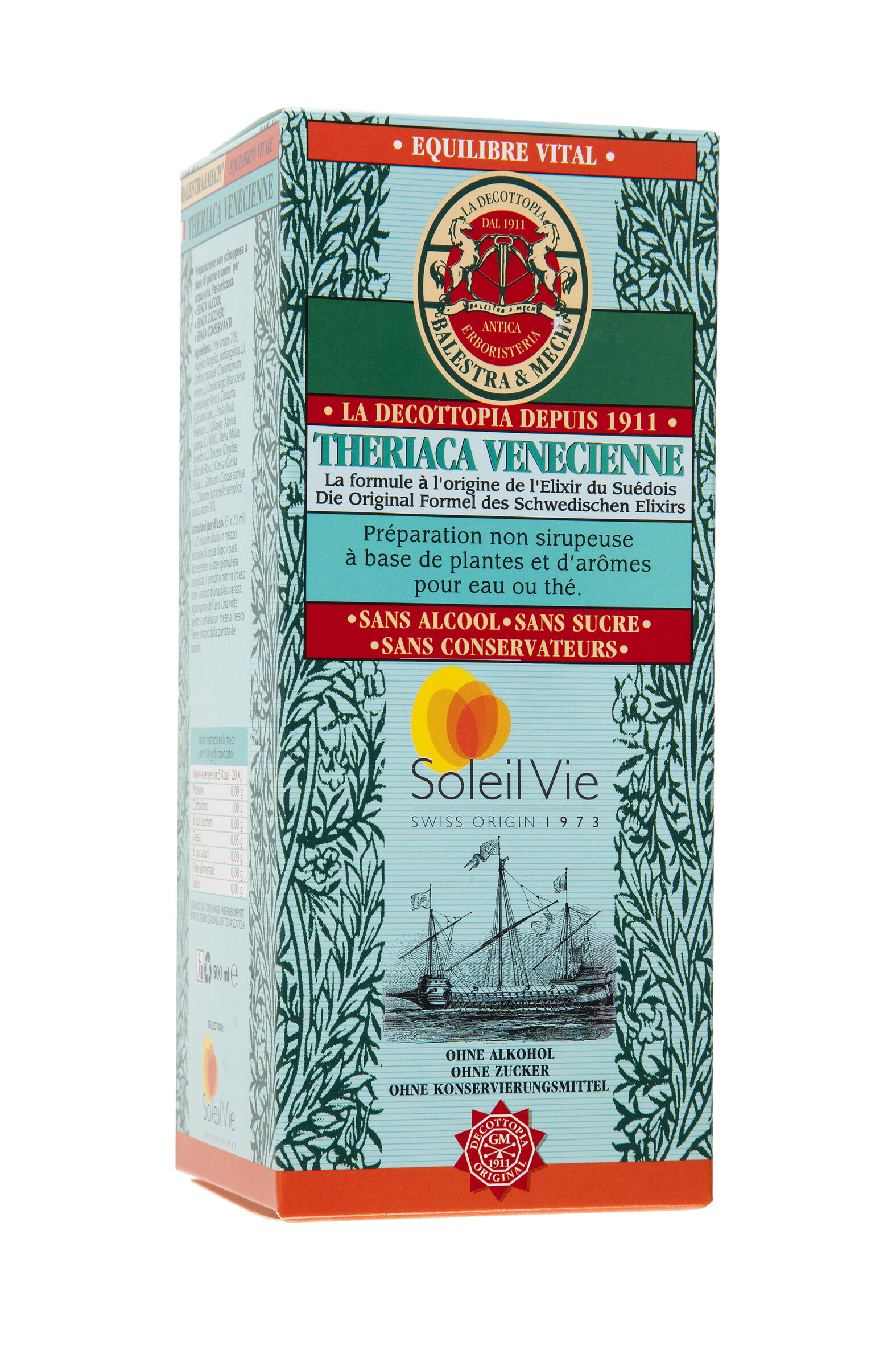 Soleil Vie Theriaca Vénécienne Élixir suédois (sans alcool) 500ml Soleil Vie Theriaca Vénécienne Élixir suédois (sans alcool) 500ml