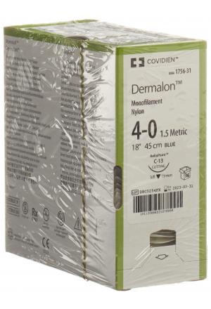 DERMALON 45cm bleu 4-0 C-13 36 pièces