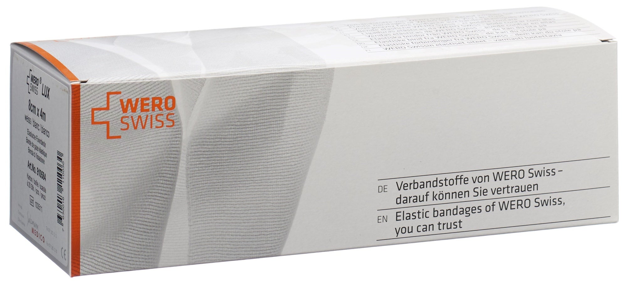WERO SWISS Lux Bande de fixation élastique 4mx8cm blanc 20 pièces