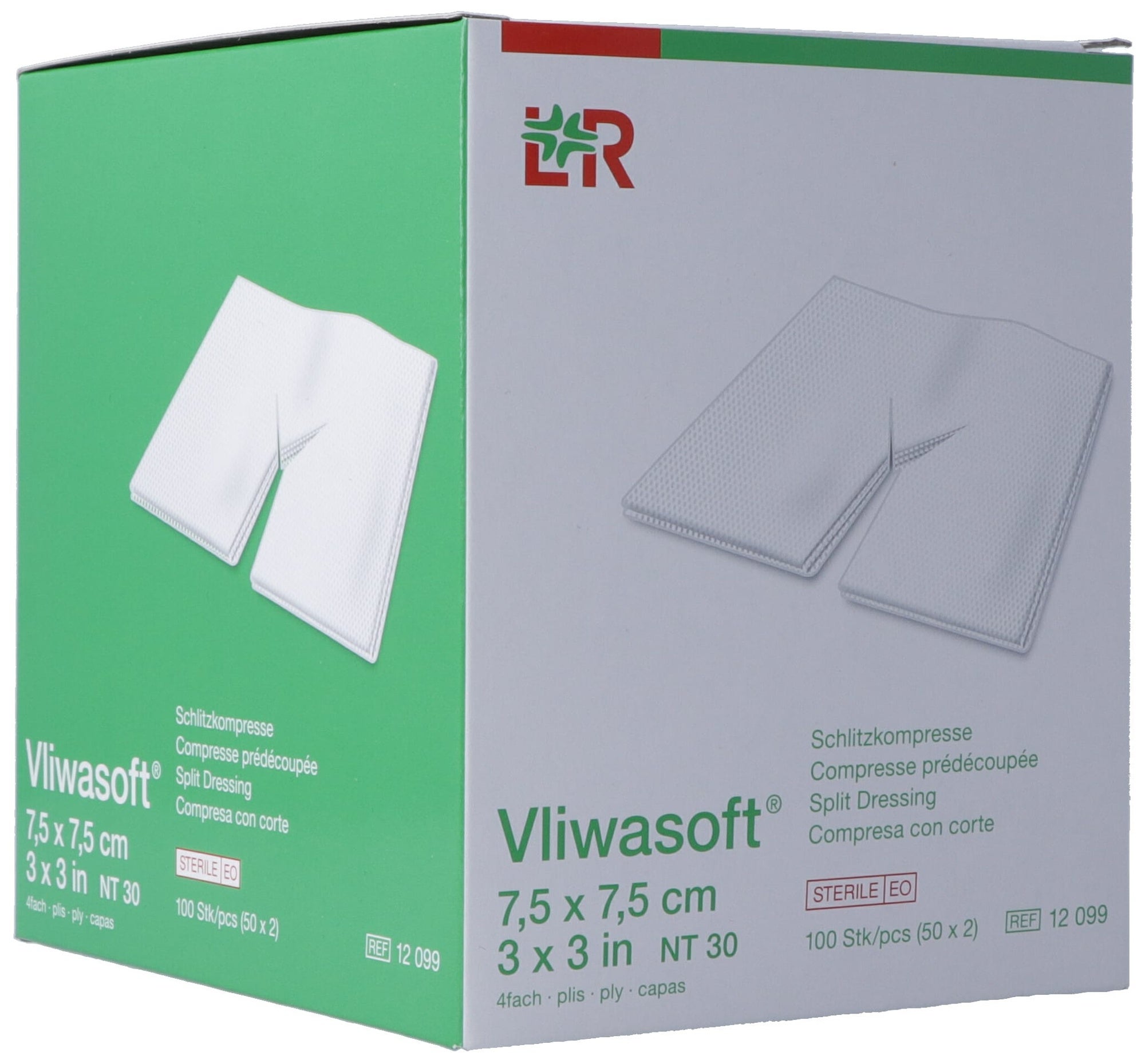 Vliwasoft compresses fendues avec incision en Y 7.5x7.5cm stérile 50 x 2 pièces