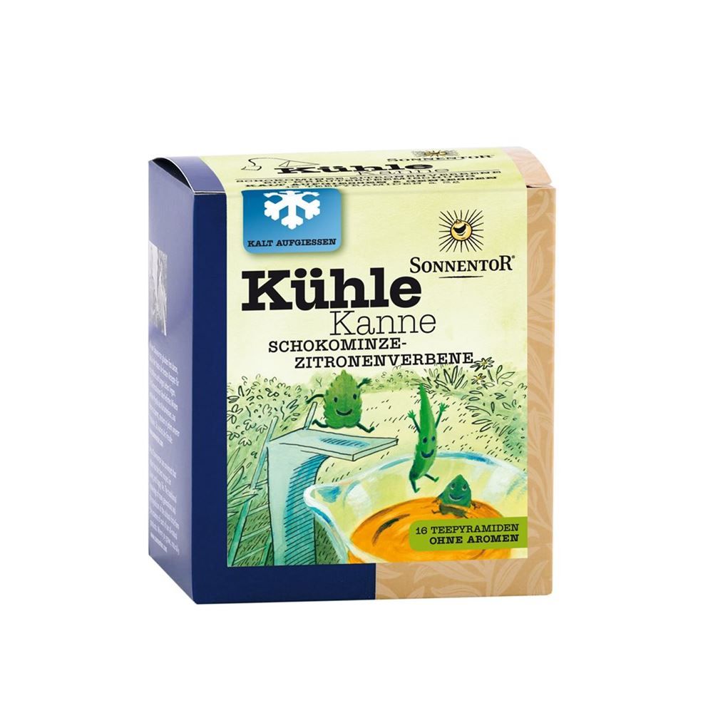 Sonnentor Kanne fraîche Pyramides de thé chocolat-menthe-citron-verveine BIO 16 pièces Sonnentor Kanne fraîche Pyramides de thé chocolat-menthe-citron-verveine BIO 16 pièces