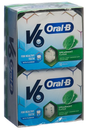 V6 OralB Gomme à mâcher Spearmint 12 Blist 10 pièces