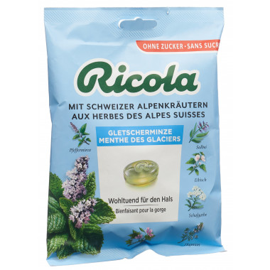 Ricola Menthe Glaciale bonbons aux herbes sans sucre avec stévia Btl 125g