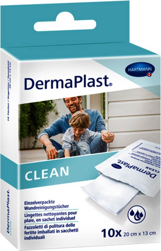 DermaPlast® Clean lingettes de nettoyage des plaies 10 pièces DermaPlast® Clean lingettes de nettoyage des plaies 10 pièces
