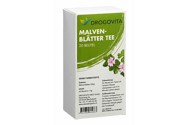 Tisane de feuilles de mauve Drogovita Btl 20 pièces Tisane de feuilles de mauve Drogovita Btl 20 pièces