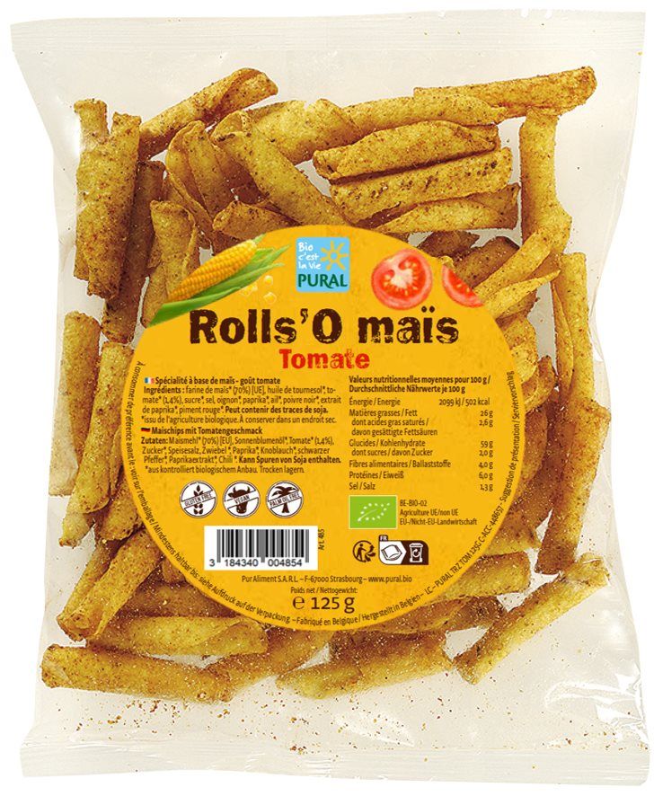 Pural Mais Rolls Chips Tomate Btl 125g