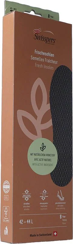 SWISSPERS Semelles fraîcheur L 44 noir 8 paires