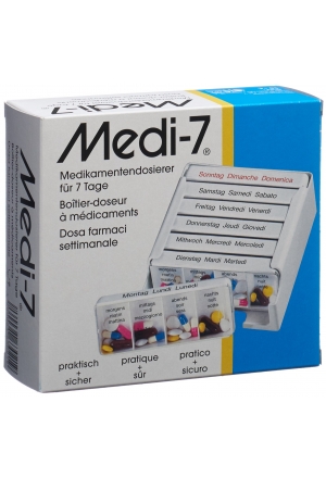 Medi-7 Doseur de médicaments 7 jours allemand/français/italien blanc Medi-7 Doseur de médicaments 7 jours allemand/français/italien blanc