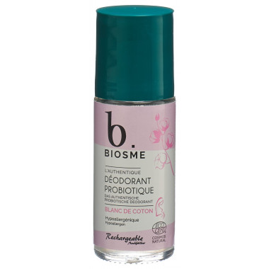 Déodorant Biosme probiotique Roll-on Blanc de coton Rechargeable Fl 50ml