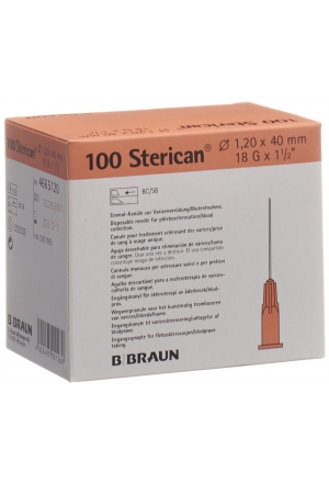 Aiguille Sterican 18G 1.20x40mm biseau court rose 100 pièces Aiguille Sterican 18G 1.20x40mm biseau court rose 100 pièces