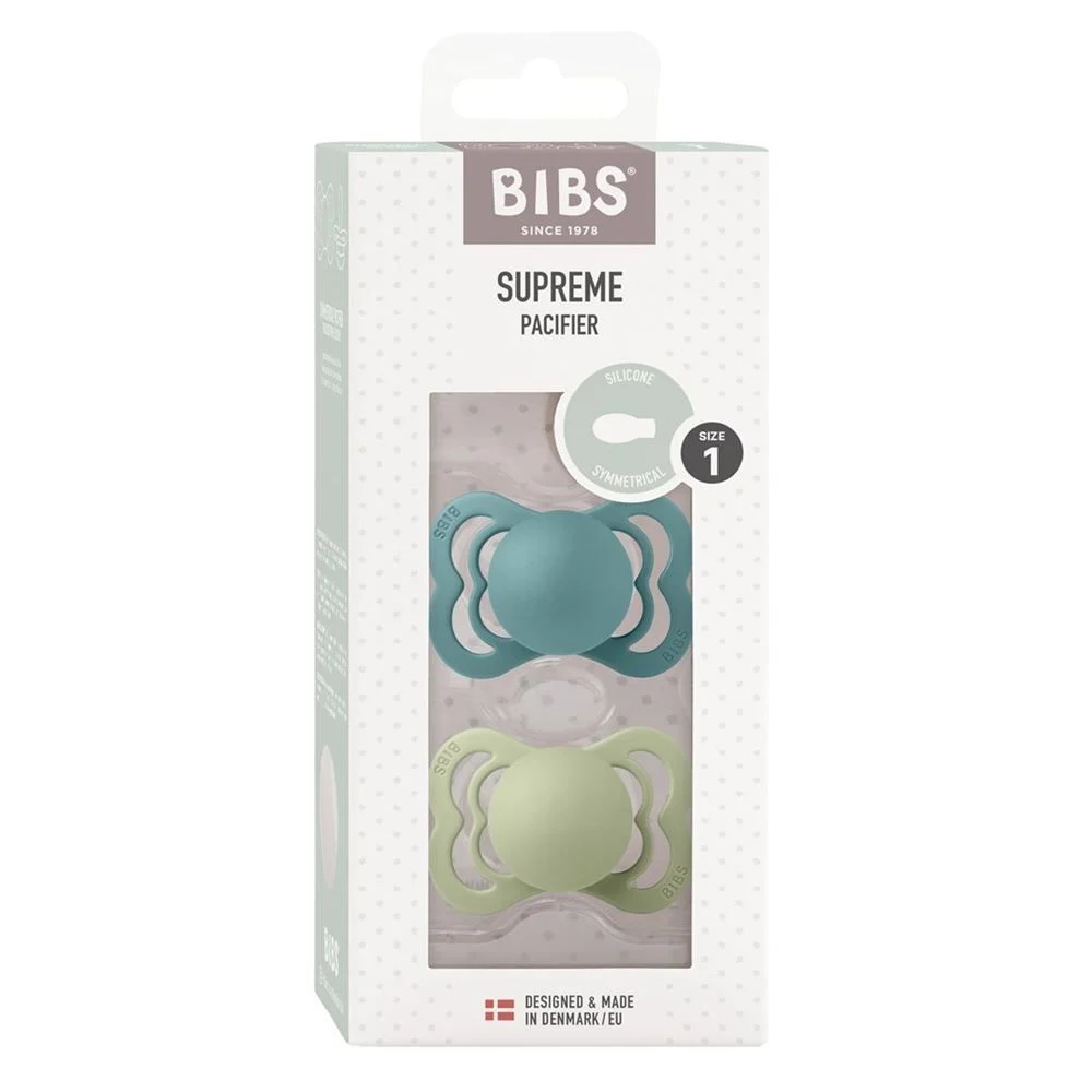BIBS Supreme Silic Symm 0-6m isl sea sage 2 pièces
