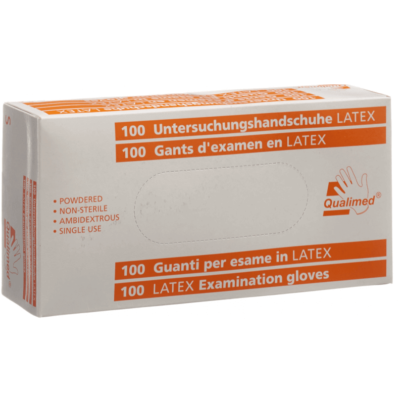 Qualimed gants d'examen latex S poudrés non stériles 100 pièces
