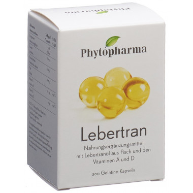 Gélules d'huile de foie de morue Phytopharma, 200 gélules Gélules d'huile de foie de morue Phytopharma, 200 gélules