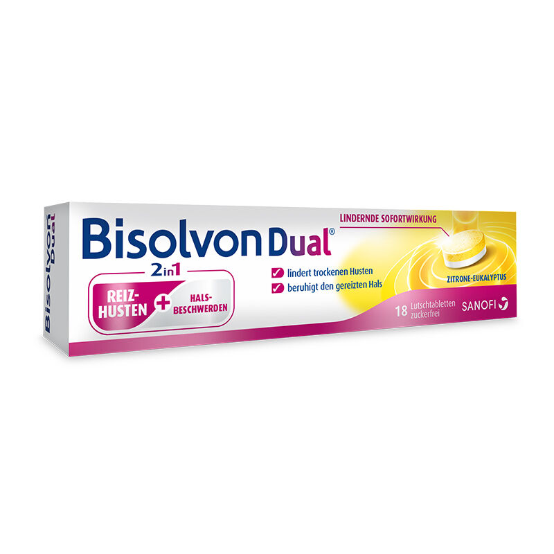 Bisolvon® DUAL 2in1 Comprimés à sucer 18 pièces Bisolvon® DUAL 2in1 Comprimés à sucer 18 pièces
