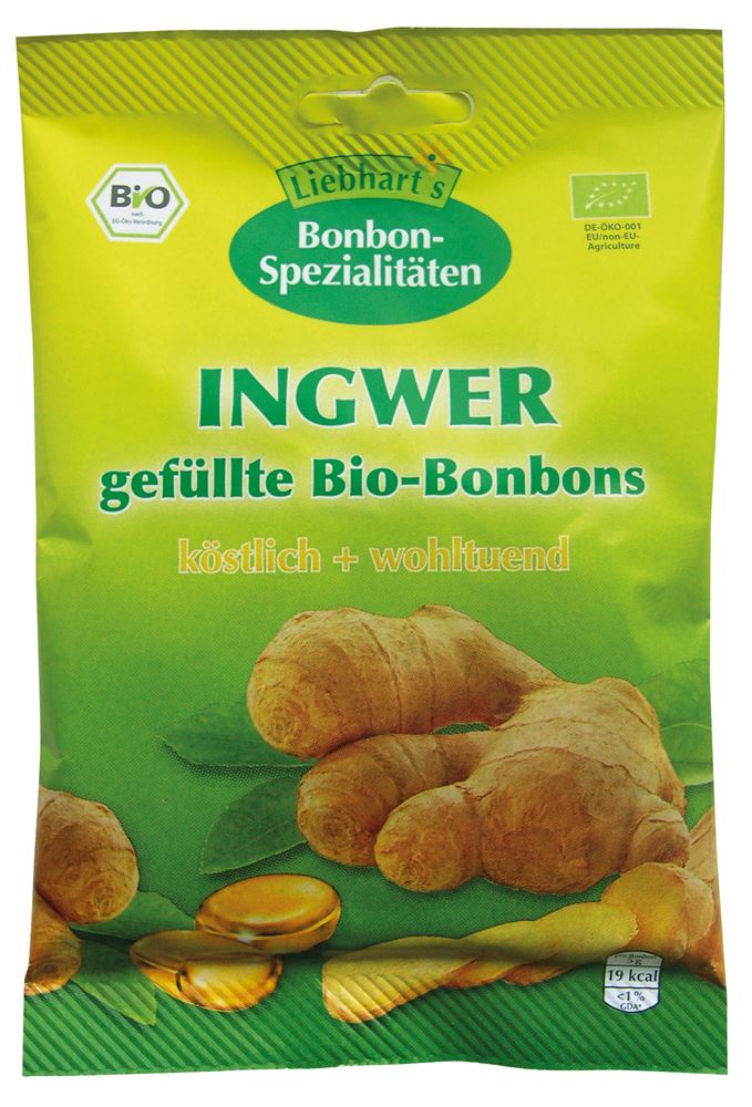 Bonbons LIEBHARTS au gingembre bio 18 Btl 100g