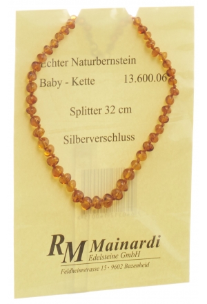 MAINARDI Ambre naturel 32cm Splitt Bouchon en argent