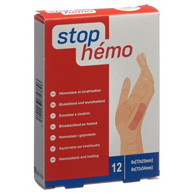 Stop Hémo pansements hémostatiques stériles assortis emballage individuel 12 pièces Stop Hémo pansements hémostatiques stériles assortis emballage individuel 12 pièces