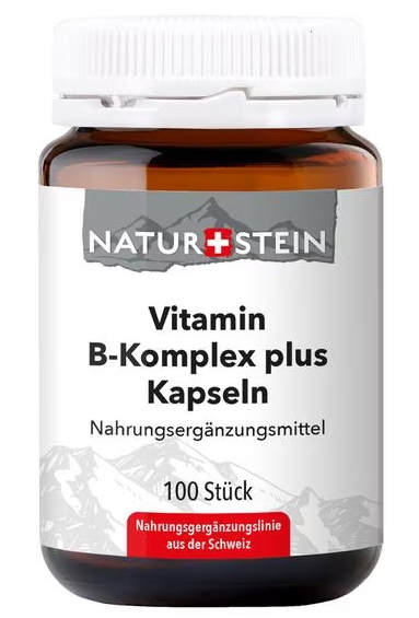 Pierre naturelle Vitamine B complexe plus capsules verre 100 pièces Pierre naturelle Vitamine B complexe plus capsules verre 100 pièces